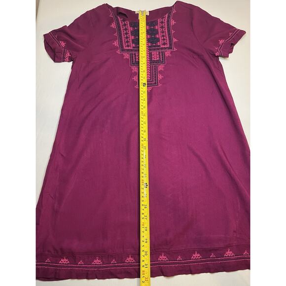 Lucky Brand Women’s Magenta Shirt Dress with Embroidered Detail Size M - Picture 3 of 8